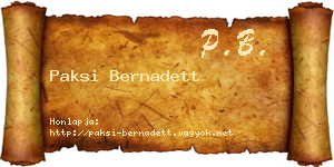 Paksi Bernadett névjegykártya